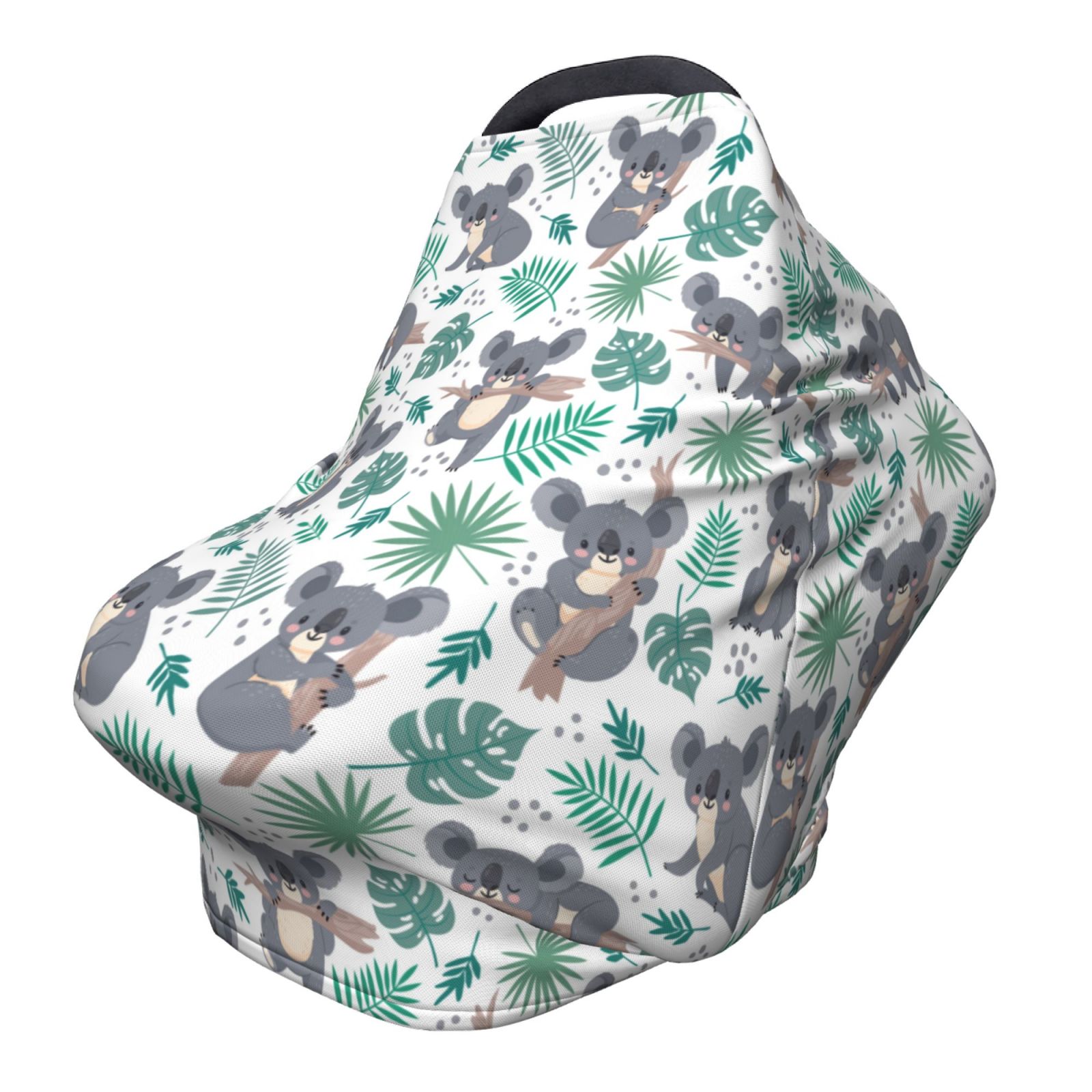 Fotbe Bears and Tropical Leaves Pattern Car Seat Covers for Babies, Nursing Breastfeeding Cover Infant Carseat Canopy, Soft Stretchy Carrier Cover