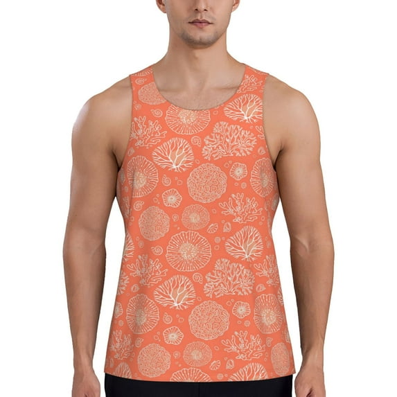 Fotbe Beautiful Corals Pattern Men's Quick Dry Workout Tank Top Gym Muscle Tee Fitness Bodybuilding Sleeveless T Shirt Breathable Workout Shirt-X-Large