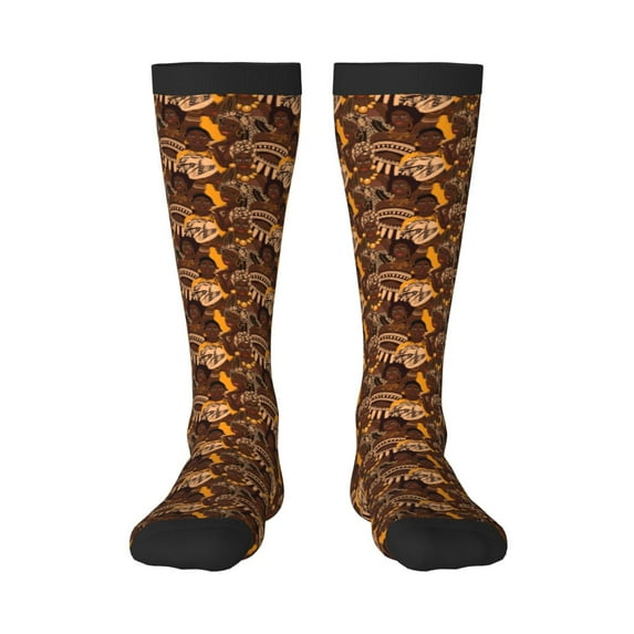 Fotbe Beautiful Ethnic African Women print Women's Men's Novelty Crew Socks Cotton Socks Knee High Socks for Walking,Running,Nurses,Pregnancy