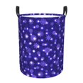 thumbnail image 1 of Fotbe Beautiful Purple Snowflakes Pattern Laundry Basket with Handles, Waterproof Large Laundry Hamper, Wash Bag for Corner Dorm, Rolling Laundry Basket with Handles-Small, 1 of 6
