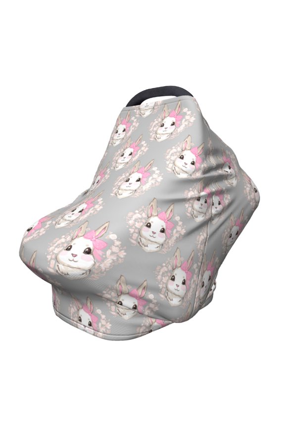 Fotbe Beautiful Rabbit1 Pattern Car Seat Covers for Babies, Nursing Breastfeeding Cover Carseat Canopy, Soft Stretchy Carrier Cover