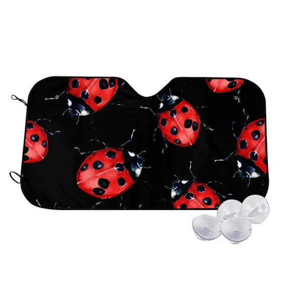 Fotbe Beautiful Red Ladybug Car Windshield Sunshade | Sun Visor Protector Front Window Shade, Keeps Out UV Rays, Keeps Your Vehicle Cool-Medium
