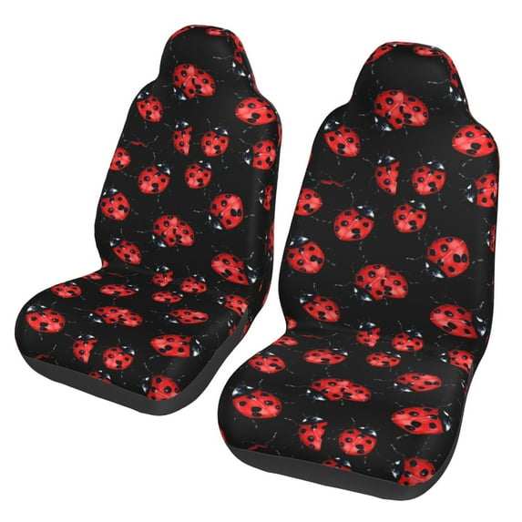 Fotbe Beautiful Red Ladybug Pattern Automotive Seat Covers for Cars Trucks and SUVs – Car Seat Covers for Front Seats,Protective Seat Covers,Vehicle Seat Covers, Set of 2