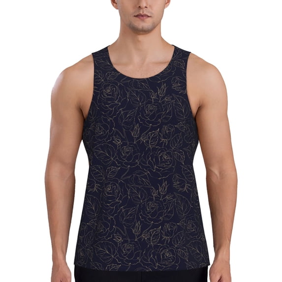 Fotbe Beautiful Roses Pattern Men's Quick Dry Workout Tank Top Gym Muscle Tee Fitness Bodybuilding Sleeveless T Shirt Breathable Workout Shirt-Small