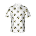 thumbnail image 1 of Fotbe Bee Hawaiian Shirt for Men Unisex Summer Beach Casual Short Sleeve Cotton Linen Button Down Shirts-Large, 1 of 5