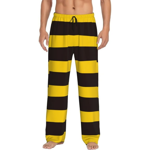 Fotbe Bee Stripe Men's Pajama Pants,Sleepwear Pants,Pj Bottoms Drawstring And Pockets-Medium
