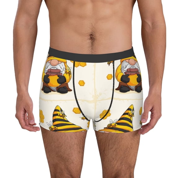 Fotbe Beekeeper Gnome Holding A Glass Men’s Total Support Pouch Boxer Briefs, X-Temp Cooling, Moisture-Wicking Underwear, Regular, Long-leg and Trunk-Medium