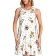 thumbnail image 1 of Fotbe Bees And Flowers Pattern Women’s Summer Tank Midi Dress – Sleeveless A-Line Dress, Floral T-Shirt Dress, Casual Flowing Beach Sundress, 1 of 7