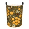 thumbnail image 1 of Fotbe Laundry Hamper With Durable Leather Laundry Basket Bees And Honeycombs Thickened Waterproof Round Collapsible Laundry Hamper, Dirty Clothes Laundry Basket, 1 of 8