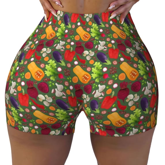 Fotbe Begetable Seamless Shorts, Womens Workout Shorts High Waist Stretch Booty Short for Gym/Yoga/Running/Biking-Large