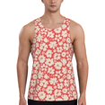 Fotbe Beige Flowers Pattern Men's Quick Dry Workout Tank Top Gym Muscle