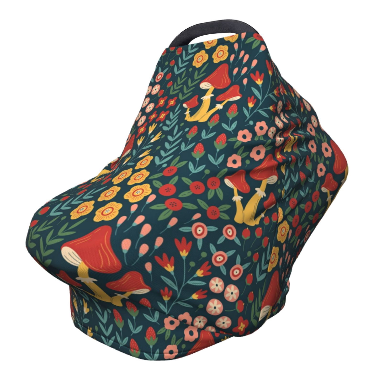 Fotbe Berries and Flowers Pattern Car Seat Covers for Babies, Nursing Breastfeeding Cover Carseat Canopy, Soft Stretchy Carrier Cover