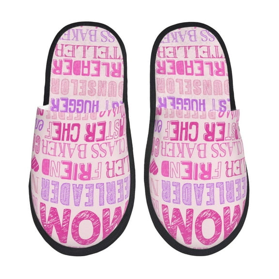 Fotbe Best Mom ever Pattern Women's Fuzzy Slippers Plush Slippers Fluffy Winter House Shoes Indoor and Outdoor-Medium