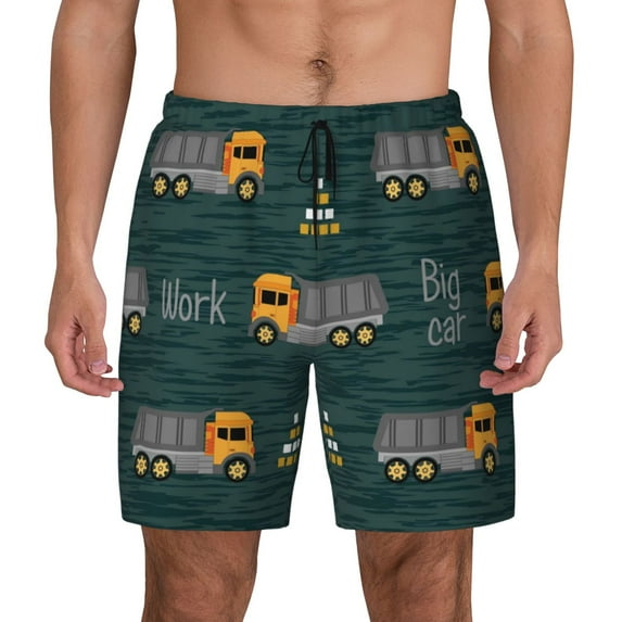 Fotbe Big Machine Men’s Swim Trunks Quick Dry Swim Shorts Board Shorts with Mesh Lining-Large