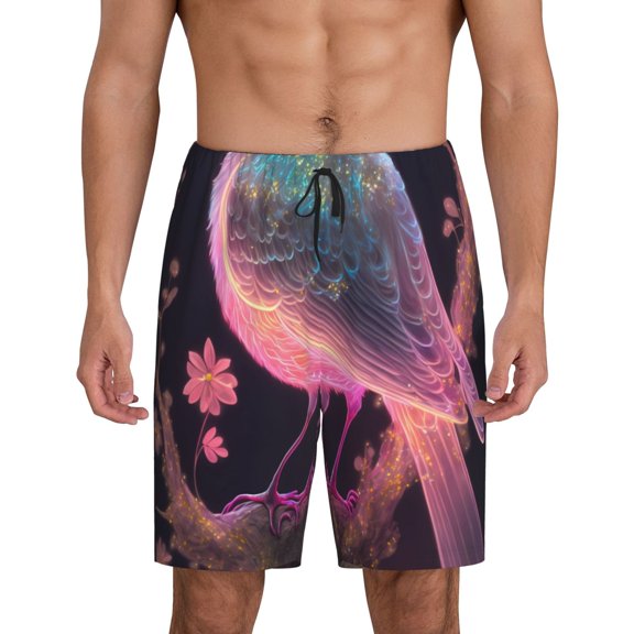 Fotbe Bird 1 Pajama Shorts for Men, Men's Pajama Bottoms, Sleepwear,Short Pajama Pants-Small