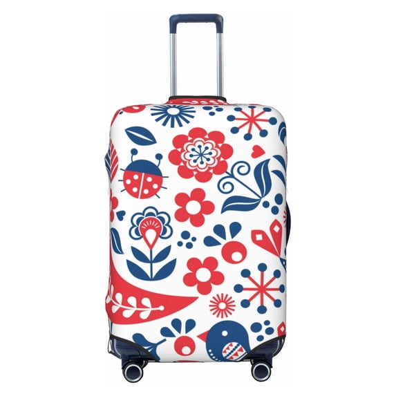 Fotbe Birds Flowers Luggage Cover Protector,Suitcase Protector,Scratch and Dirt Resistant,Fits 18-32 Inch Luggage-X-Large