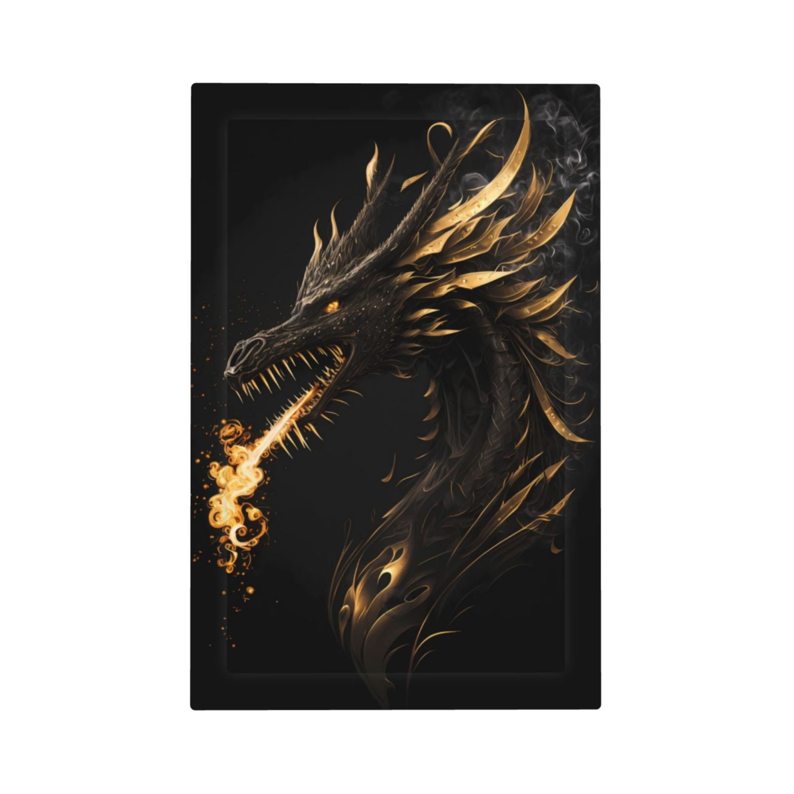 Fotbe Black And Gold Fire Dragon Print Duplex Receptacle Wall Plate, 1
