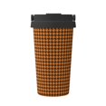thumbnail image 1 of Fotbe Black And Orange Houndstooth Printed Insulated Travel Coffee Mug Spill Proof Leak Proof Stainless Steel Coffee Tumbler Reusable Coffee Cups with Lids Thermos, 1 of 8