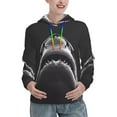 thumbnail image 1 of Fotbe Black And White Shark Pattern Womens Long Sleeve Hoodie, Pullover Hooded Sweatshirt, Kangaroo Pocket Hoodie with Eye-catching Drawstrings-Medium, 1 of 7