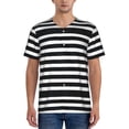 thumbnail image 1 of Fotbe Black And White Stripes Baseball Jersey Shirt for Men and Women, Casual Short Sleeves Button Down T-Shirt-X-Large, 1 of 9