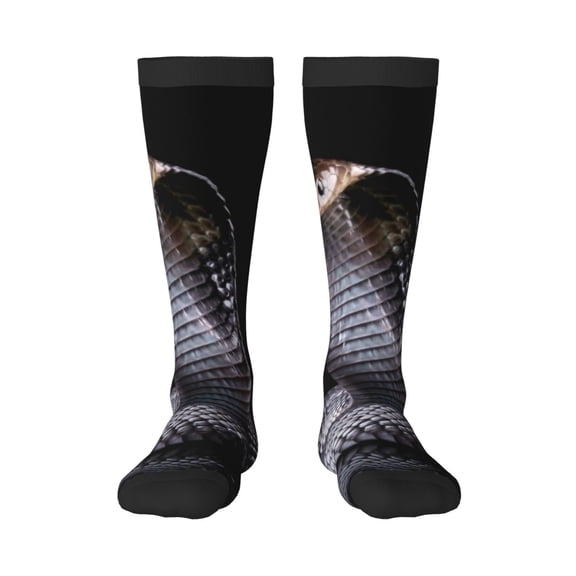 Fotbe Black Cobra Snake print Women's Men's Novelty Crew Socks Cotton Socks Knee High Socks for Walking,Running,Nurses,Pregnancy