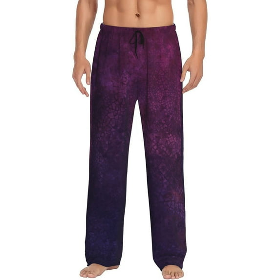 Fotbe Black Dark Blue Purple Men's Pajama Pants,Sleepwear Pants,Pj Bottoms Drawstring And Pockets-Small