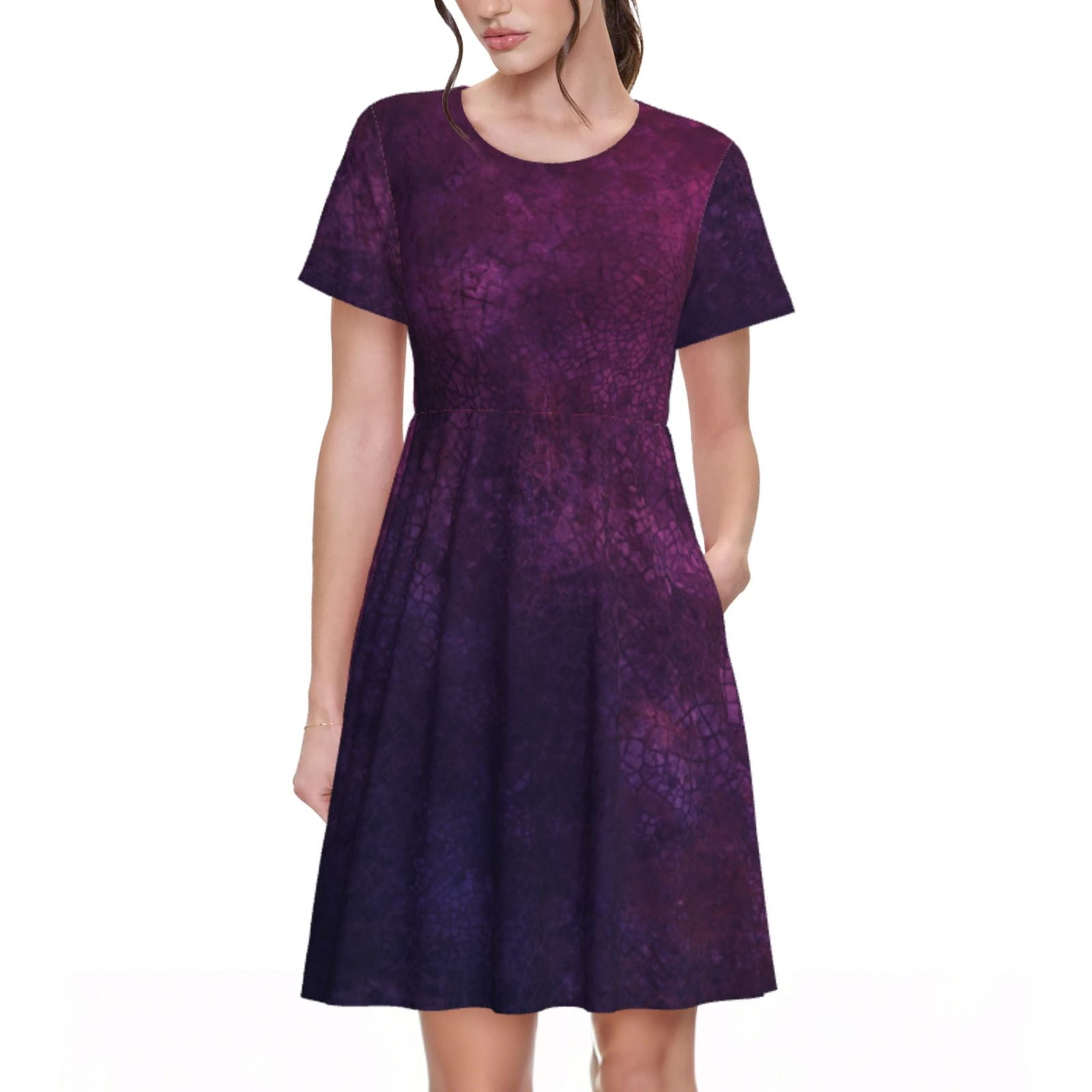 7400251 Purple Pattern Dress