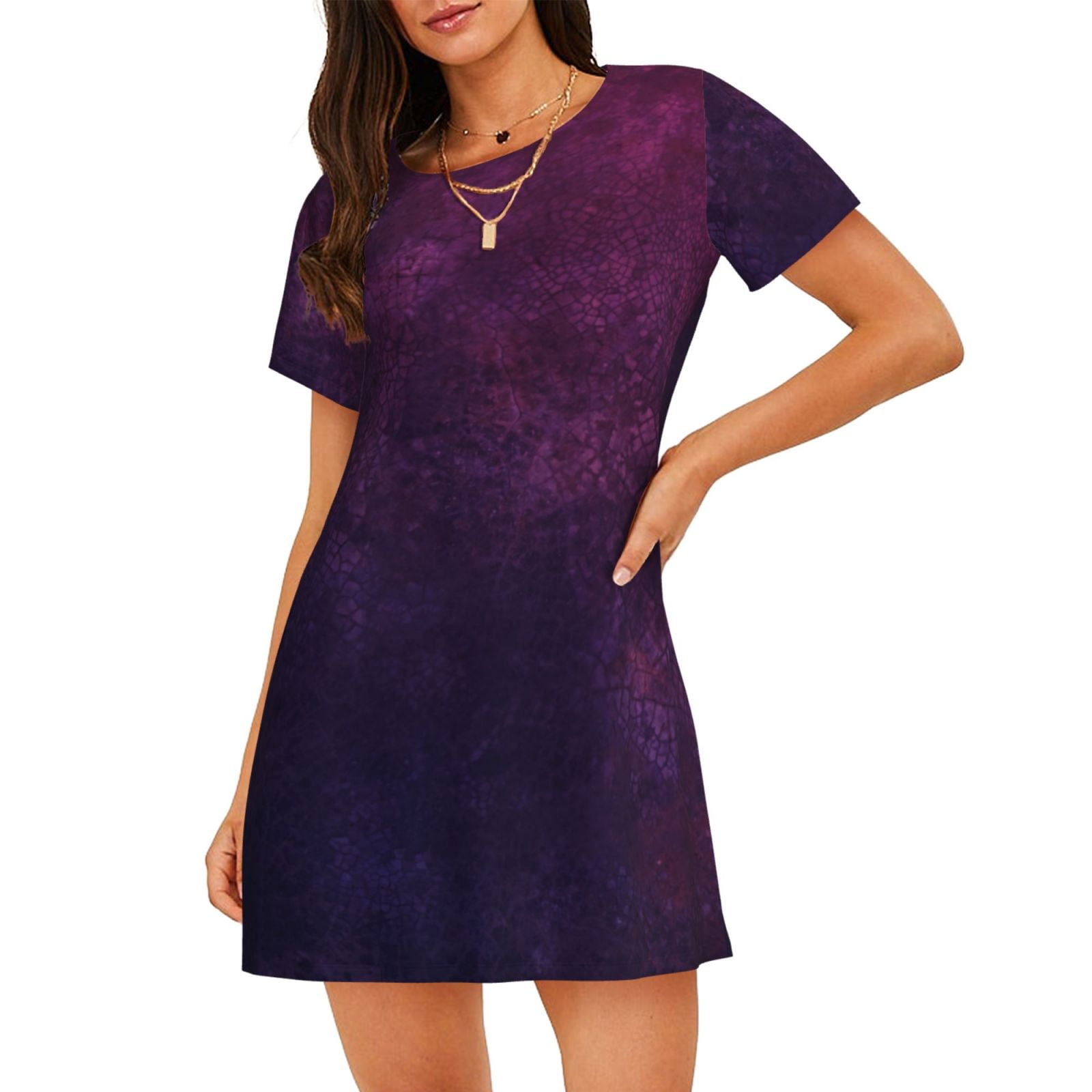 Drak Purple With Blue Midi gown Nighty