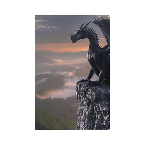 Fotbe Black Dragon Cliff Dawn Print Duplex Receptacle Wall Plate, 1-Gang 5.0" x3.0" Wall Outlet Covers, Dual Outlet Faceplates Covers, Color-matched Screws Included-Style V