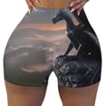 thumbnail image 1 of Fotbe Black Dragon Cliff Dawn Seamless Shorts, Womens Workout Shorts High Waist Stretch Booty Short for Gym/Yoga/Running/Biking-X-Large, 1 of 9