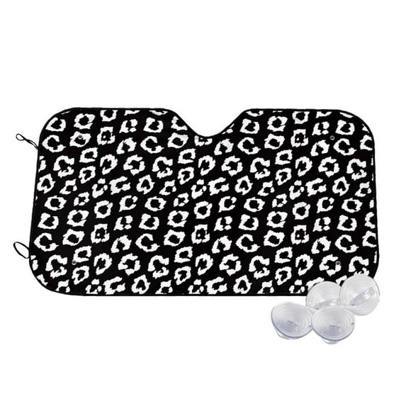 Fotbe Black Leopard Car Windshield Sunshade | Sun Visor Protector Front Window Shade, Keeps Out UV Rays, Keeps Your Vehicle Cool-Medium