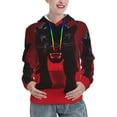 thumbnail image 1 of Fotbe Black Panther Red Background Pattern Womens Long Sleeve Hoodie, Pullover Hooded Sweatshirt, Kangaroo Pocket Hoodie with Eye-catching Drawstrings-XX-Large, 1 of 7