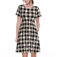 thumbnail image 1 of Fotbe Black Plaid Heart Pattern Dress Casual Womens Fashion Short Sleeve Maxi Dress T Shirt Dress Striped Long Color Block Maxi Dress, 1 of 6