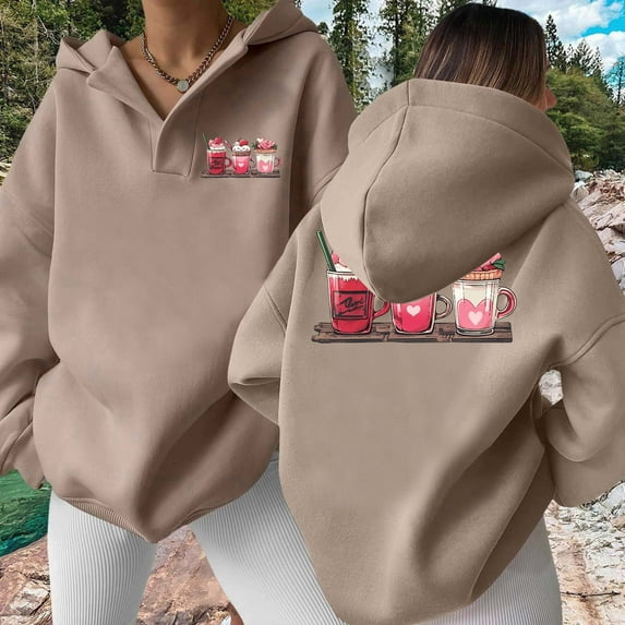 And Winter Fashionable Sweet Tube Printed Women's Hooded Sweatshirt Without Pockets Hoodie with Zip Clothes Women Long Fall Womens Hoodies Pullover Hoodies Female Plain Sweatshirt Womens Casual Hoodie