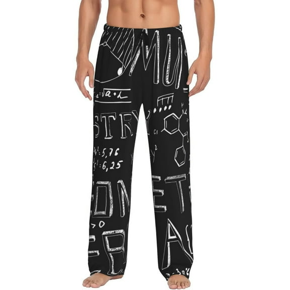 Fotbe Black Scientific Men's Pajama Pants,Sleepwear Pants,Pj Bottoms Drawstring And Pockets-X-Large