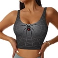thumbnail image 1 of Fotbe Black Spider On Web Pattern Womens' Sports Bra Longline Wirefree Padded with Medium Support Sports Moisture-Wicking Workou Vest,Tank Top-XX-Large, 1 of 7