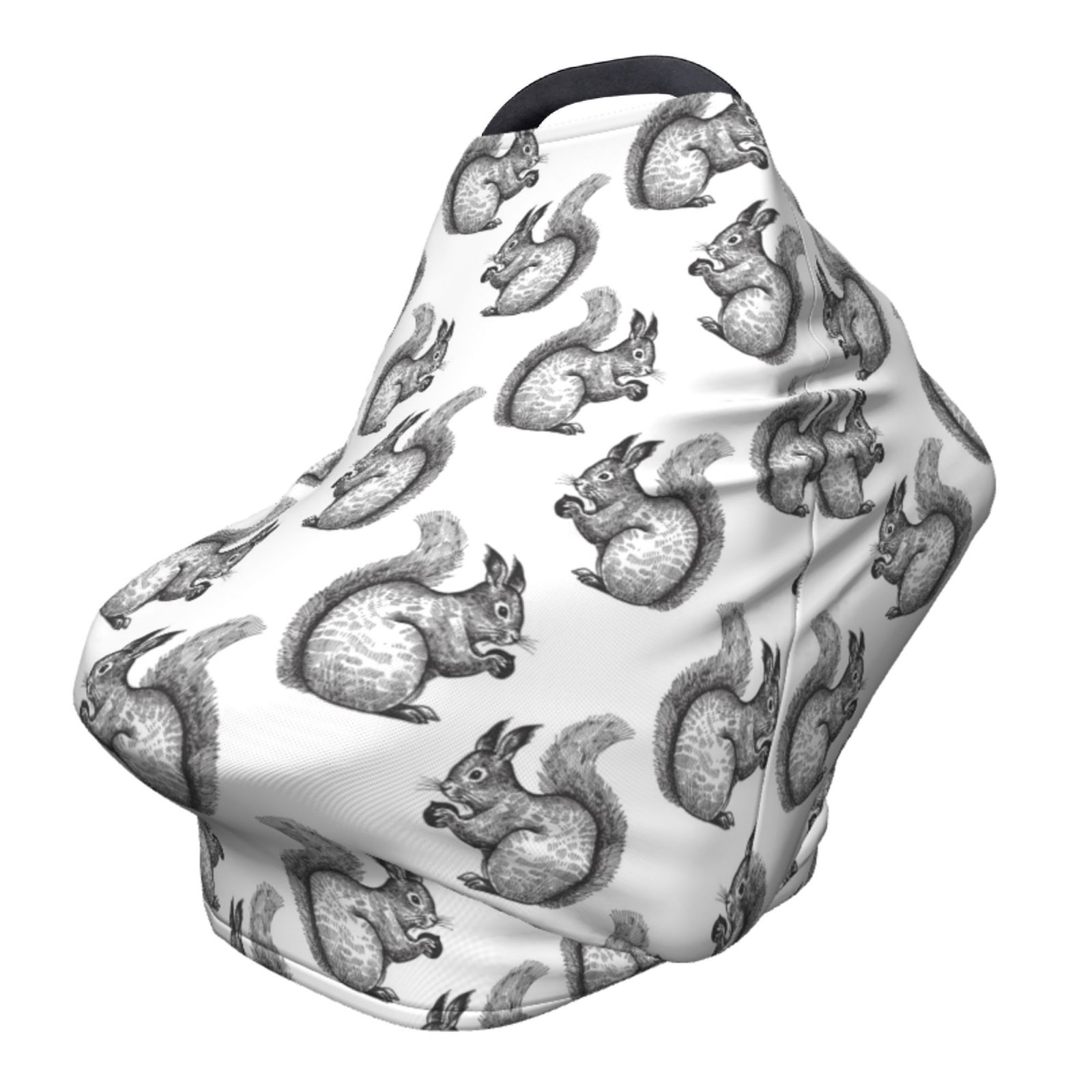Fotbe Black Squirrel Pattern Car Seat Covers for Babies, Nursing Breastfeeding Cover Infant Carseat Canopy, Soft Stretchy Carrier Cover