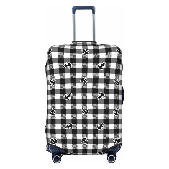 Fotbe Black Tartan Plaid Luggage Cover Protector,Suitcase Protector,Scratch and Dirt Resistant,Fits 18-32 Inch Luggage-Medium