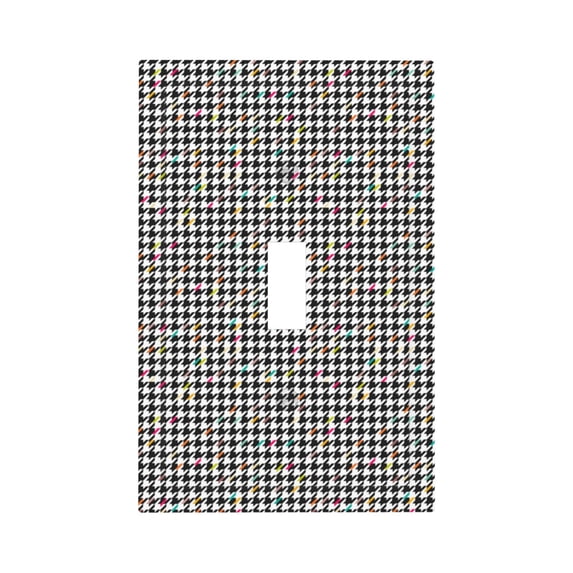Fotbe Black And White Houndstooth Print Duplex Receptacle Wall Plate, 1-Gang 5.0" x3.0" Wall Outlet Covers, Dual Outlet Faceplates Covers, Color-matched Screws Included-Style T