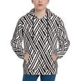 thumbnail image 1 of Fotbe Black White Stripes Pattern Youth Pullover Hooded Sweatshirt, Boys Hoodie, Kangaroo Pocket Hoodie for Kids Girls -Small, 1 of 6