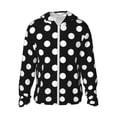 thumbnail image 1 of Fotbe Black and White Polka Dot Men's Women's UPF 50+ Sun Protection Jacket Hooded Cooling Shirt with Pockets Hiking Outdoor Performance-Medium, 1 of 9