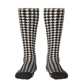 thumbnail image 1 of Fotbe Black and white houndstooth print Women's Men's Novelty Crew Socks Cotton Socks Knee High Socks for Walking,Running,Nurses,Pregnancy, 1 of 6