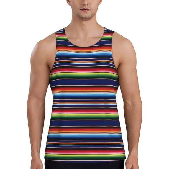 Fotbe Blanket stripes Pattern Men's Quick Dry Workout Tank Top Gym Muscle Tee Fitness Bodybuilding Sleeveless T Shirt Breathable Workout Shirt-Small