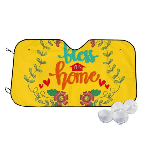 Fotbe Bless This Home Car Windshield Sunshade | Sun Visor Protector Front Window Shade, Keeps Out UV Rays, Keeps Your Vehicle Cool-