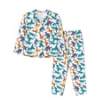 thumbnail image 1 of Fotbe Block Dinosaur Pattern Long Sleeve Pajama Set for Women,Sleepwear Set,2-piece Loungewear Set,Soft PJs Comfy Nightwear with Pockets -Medium, 1 of 7