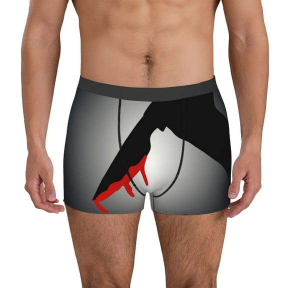 Fotbe A Bloody Knife In His Hand Men’s Total Support Pouch Boxer Briefs, X-Temp Cooling, Moisture-Wicking Underwear, Regular, Long-leg and Trunk-Small