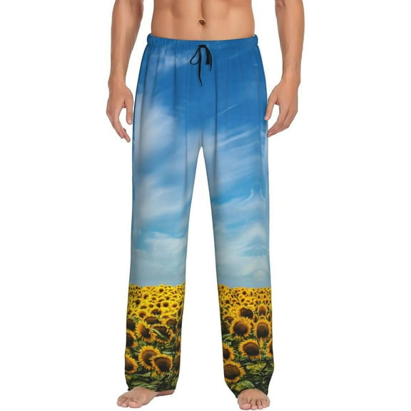 Fotbe Blooming Sunflower Field Men's Pajama Pants,Sleepwear Pants,Pj Bottoms Drawstring And Pockets-XX-Large