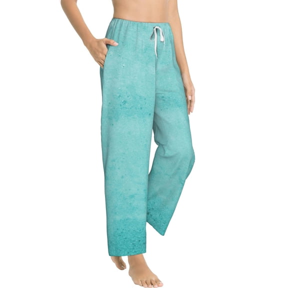 Fotbe Blue And Turquoise Women's Pajama Pants,Sleepwear Pants,Pj Bottoms Drawstring And Pockets-Small