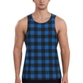 thumbnail image 1 of Fotbe Blue Black Plaid Pattern Men's Quick Dry Workout Tank Top Gym Muscle Tee Fitness Bodybuilding Sleeveless T Shirt Breathable Workout Shirt-X-Large, 1 of 9