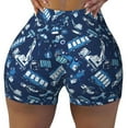thumbnail image 1 of Fotbe Blue Bus Seamless Shorts, Womens Workout Shorts High Waist Stretch Booty Short for Gym/Yoga/Running/Biking-X-Large, 1 of 9